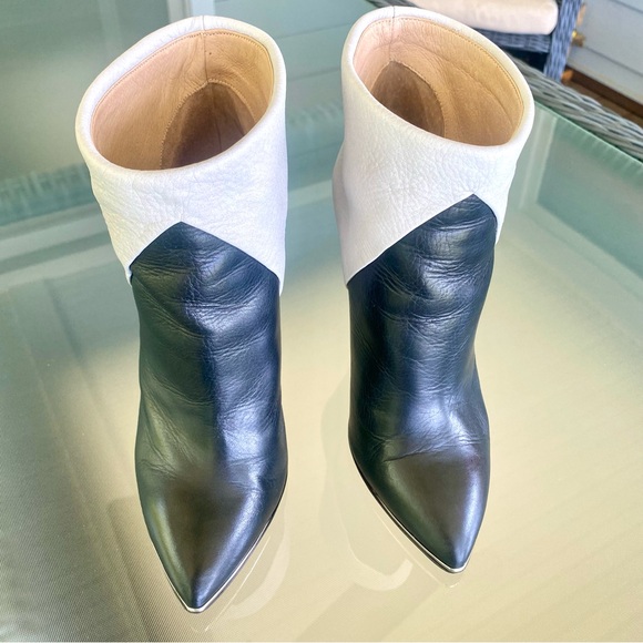 IRO 🌺Two Tone Leather Booties w/ pointed & Chrome capped toe 🌺 Cool boots ! 🌺 - Picture 9 of 15